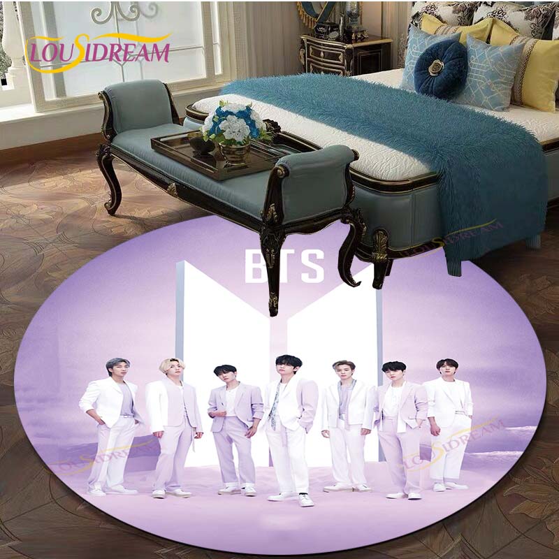 Kpop Bangtan Boys Round Carpets for Living Room Rugs Soft Flannel Floor Area Rug Bedroom Carpet Mat for Children Kitchen Rug