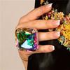 Inele Pătrate Colorate Atmosferice Exagerate Inel Personalizat de Modă cu Strass Inel Bijuterie cu Simț al Designului