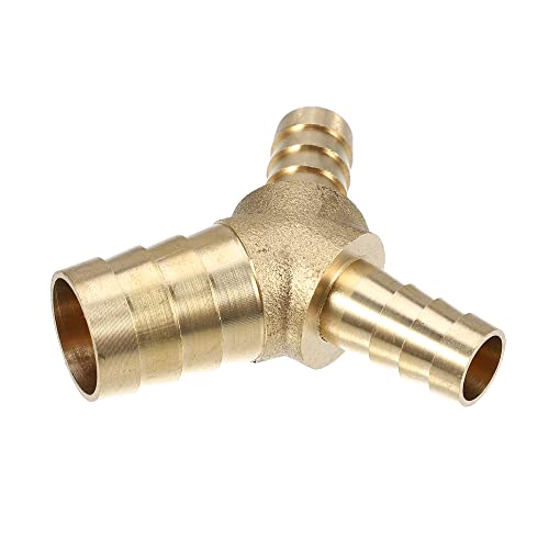 X AUTOHAUX Engine Hose Fitting Connector Y-Shaped Hose Fitting Reducer Universal 16-10-10mm 3 Way for Fuel Air Water Gas Oil Pipe Brass Gold