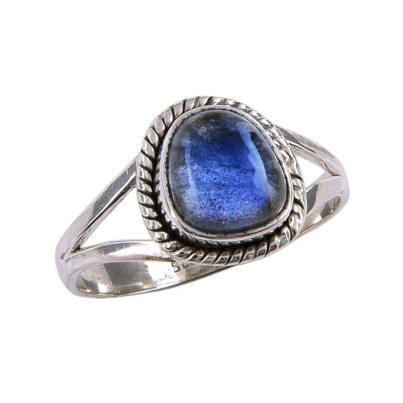 Natural Labradorite Gemstone Handmade 925 Sterling Silver Jewelry Ring S.10 T1E16