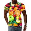 Summer Round Neck 3D Fun Fruit Pattern Print Top Fashionable Casual Short Sleeved Men's T-shirts