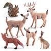 6 Simulated Forest Animals, Squirrel, Rabbit, White-Tailed Deer, Fox Model Static Ornament Toys