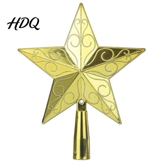 Star Topper for Xmas Tree Golden Topper Christmas Decor Plastic Window Decoration Shiny Five-Pointed Holiday