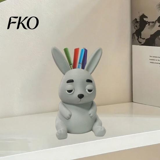 Cute Animal Desk Decor 3D Printed Rabbit Pen Holder, Large Capacity Organizer, Matte Shaped Organizer Finish Pencil for Office Home School Decoration