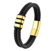 Mens Black Leather Braided Bracelet DIY Cuff Personalized Handmade Jewelry Trendy Accessory
