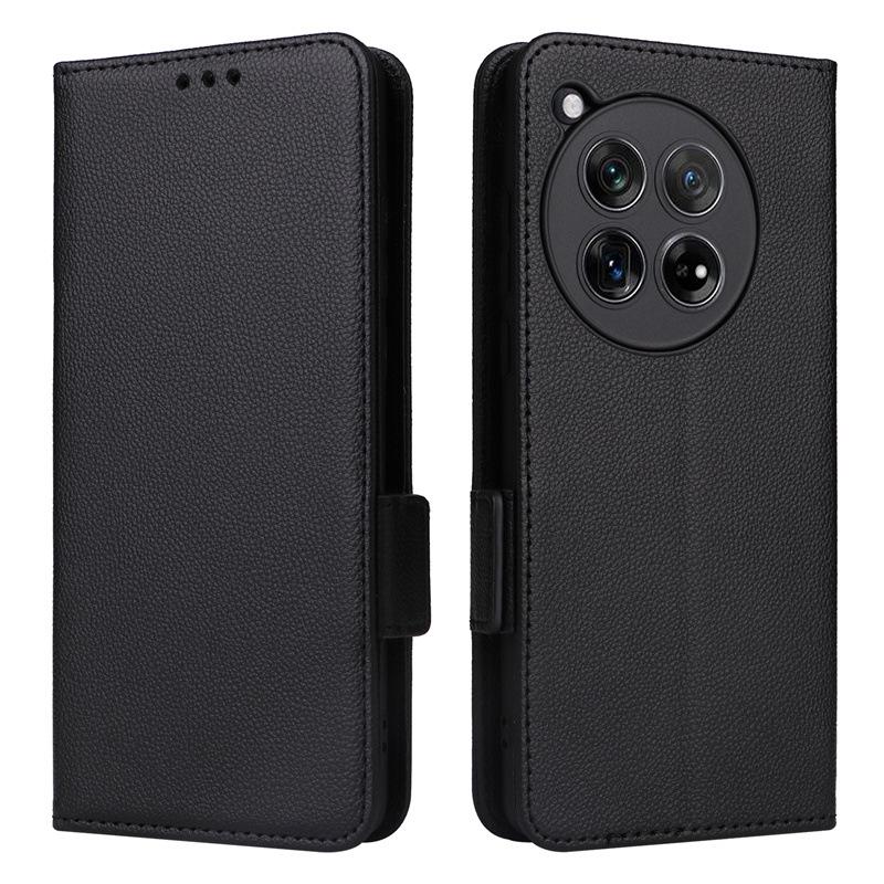 OnePlus 12 5G Leather Case with Card Holder, Stand, Lanyard, and Protective Shell.