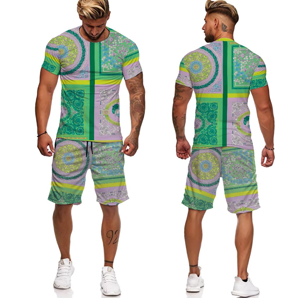 Nowe modne męskie zestawy letnie nadrukowane litery koszulki/garnitury Streetwear z krótkim rękawem stroje unisex Casual męska koszulka dres zestaw