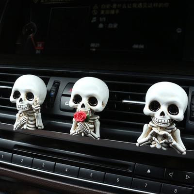 3 ks Osvěžovače vzduchu do auta s lebkou Gotická usměvavá lebka Klip do ventilace auta Automatický aromaterapeutický difuzér Halloweenská dekorace interiéru auta