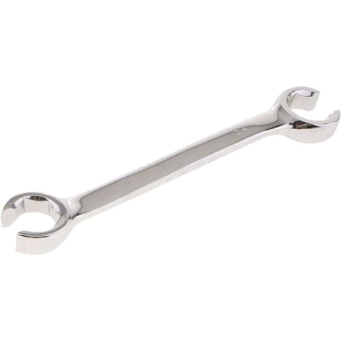 Flare Nut Wrench, Metric Double Open End Offset Fuel Pipe Spanner for Removing or Replacing Nuts (24mm x 27mm) 6mm x 8mm