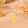 Retro Niche Exquisite Carved Fish Pendant Necklace, Non-Fading Titanium Steel Jewelry for Women