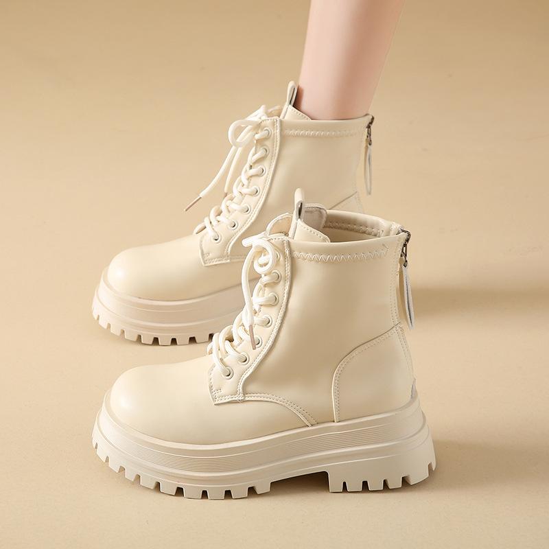 Martin Boots British Style Women's Autumn Ins Low Boots Skinny Legs Round Head Front Lace-up Women's Shoes Ins Style