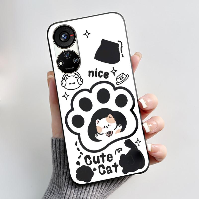 Hülle für ZTE Blade V40S / Axon 40 SE / V70 Pro Hülle Ästhetisch Niedliche Katze Astronaut Weiche Schwarze Matte Schutzhülle Rückseite