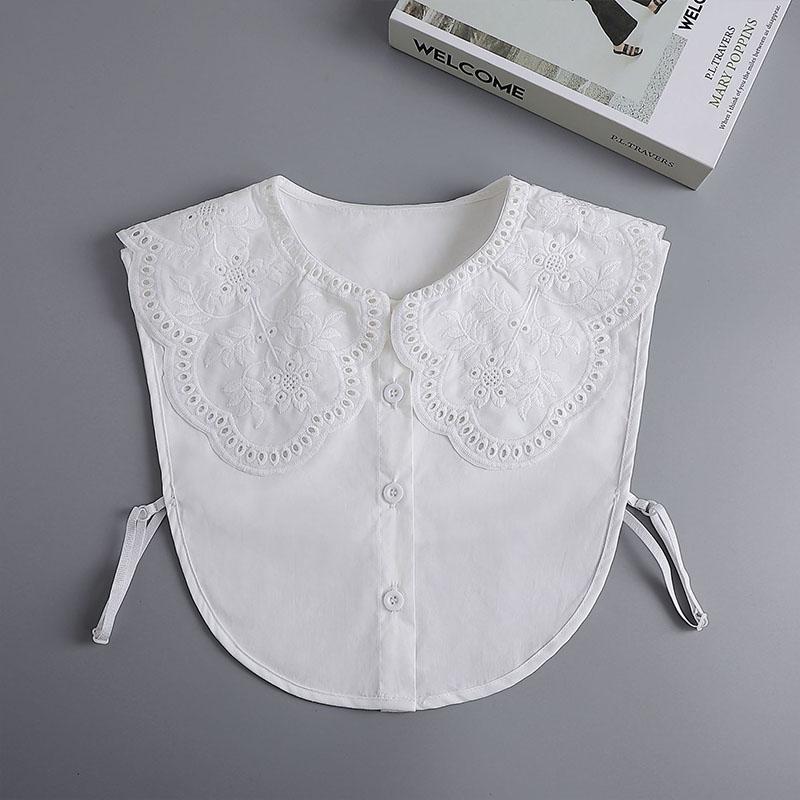 Ruffle Lapel White Fake Collar Women Detachable Collars Scarf False Collar Shirt Tie Plaid Female Removable Dickie Shirt Women