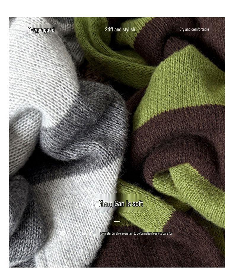 Youge Autumn Korean Striped Loose Sweater - Round Neck Pullover