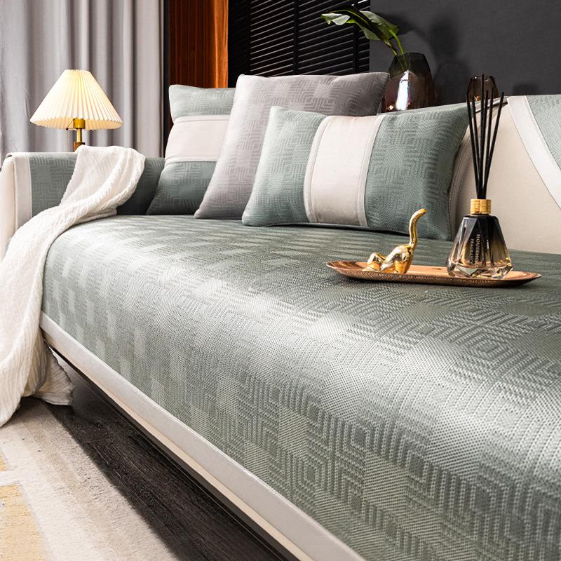 Ice Silk Sofa Cushion, Summer Mat Cushion, Light Luxury High-End Non-Slip Leather Sofa Cover, New Cover Cloth Towel