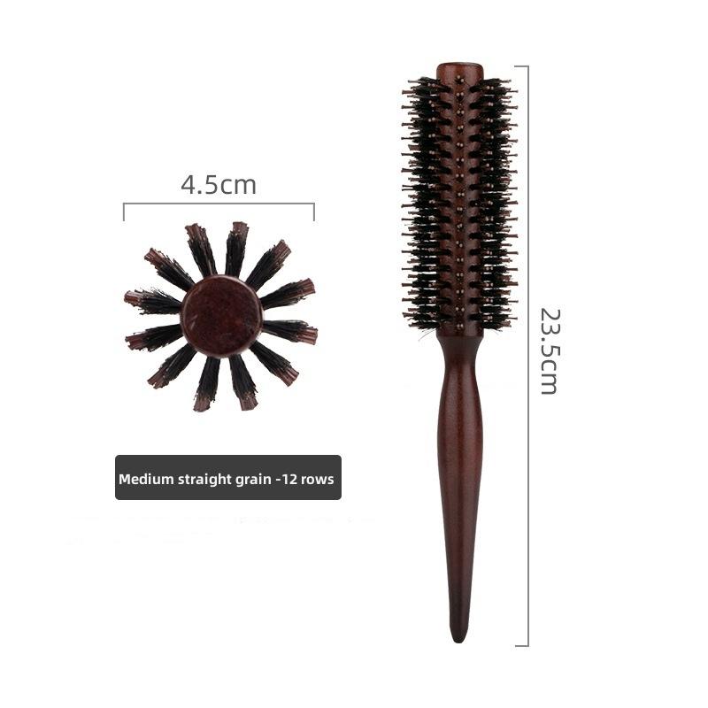 Wood Handle Round Rolling Brush Straight Twill Hair Comb Boar Bristle Round Barrel Hair Curling Brush Hairdressing Tool Hairdressing Accessories