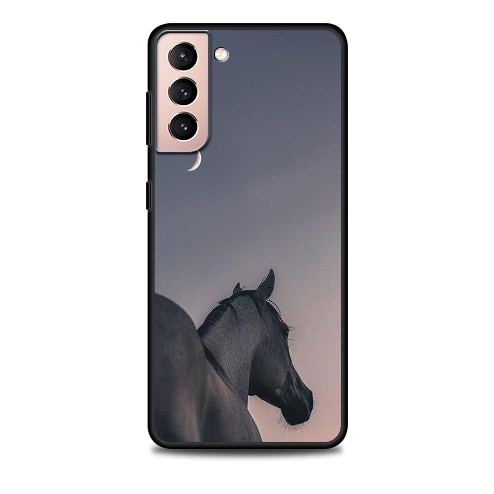 

Чехол с бегущей лошадью для Samsung Galaxy S22 Ultra, чехол для телефона S21 S20 FE S10 S9 S8 Plus S10e S7 Edge, черный мягкий силиконовый чехол Samsung S7 Edge