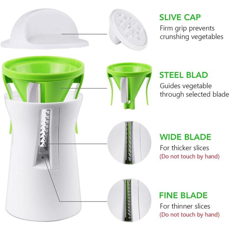 ABIY Food Slicer Heavy Duty Spiralizer Vegetables Slicer Pasta Noodle Spaghetti Maker Cutter 2Pc