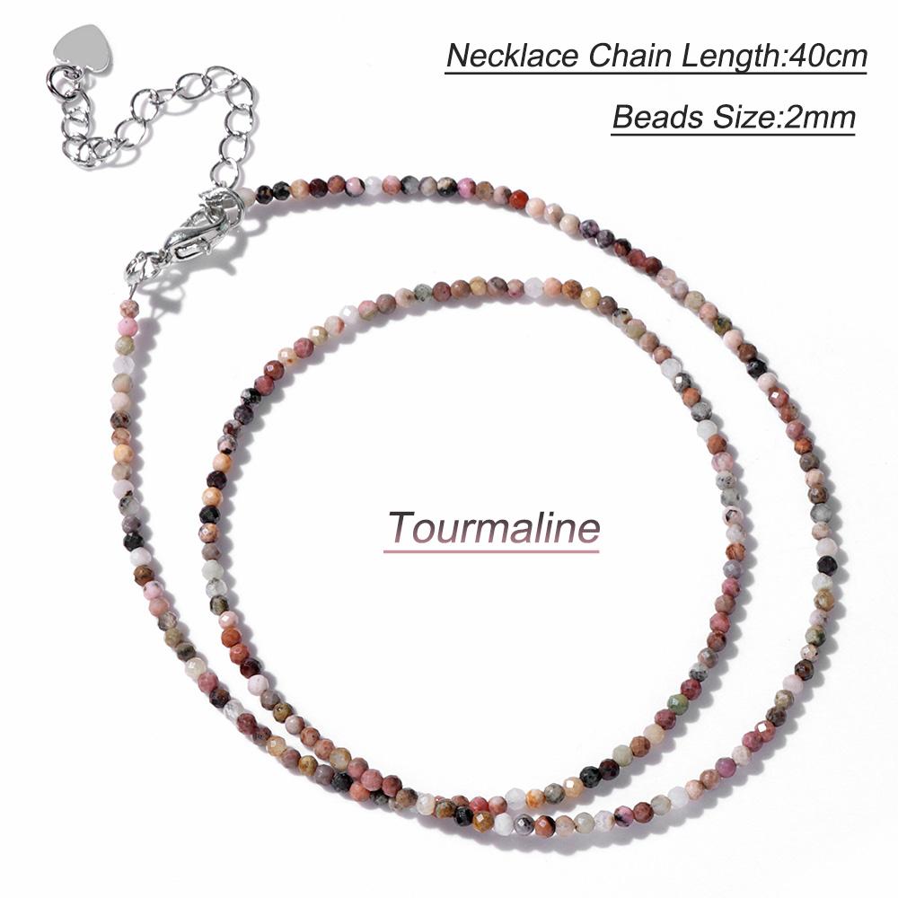 2mm Natural Crystal Beads Necklace Tiger Eye Stone Black Spinel Mix Quartzs Choker Clavicle Chains For Women Men Jewelry