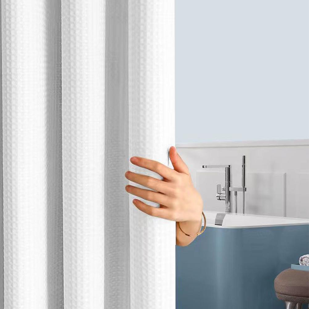 Moisture-resistant Waterproof Polyester Shower Curtain With Hook Elegant Waffle For Standard Showers And Bathtubs Shower Curtain