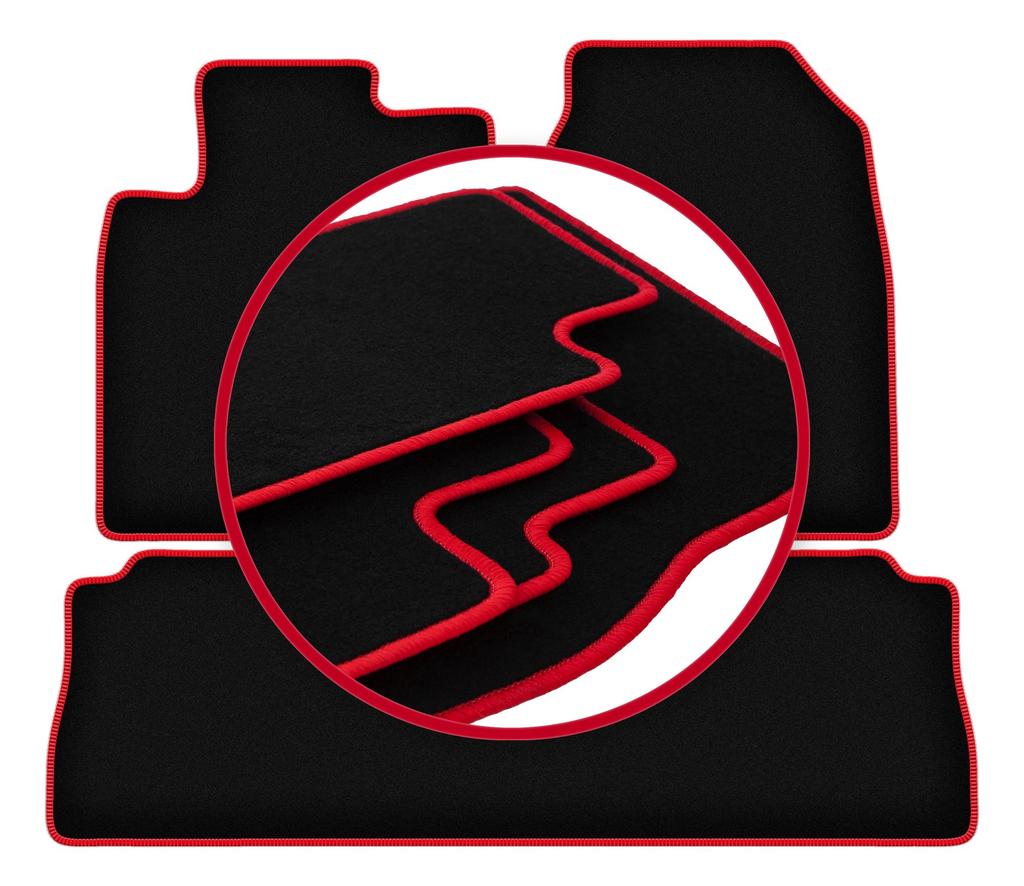 Velours-Fußmatten mit rotem Rand für: Chevrolet Captiva SUV (2006-2017)