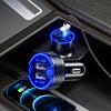 Dual USB Car Charger Adapter with Blue LED Touch Switch Cigar Lighter Socket 4.8A Charging Adapter for Huawei Xiaomi Pad