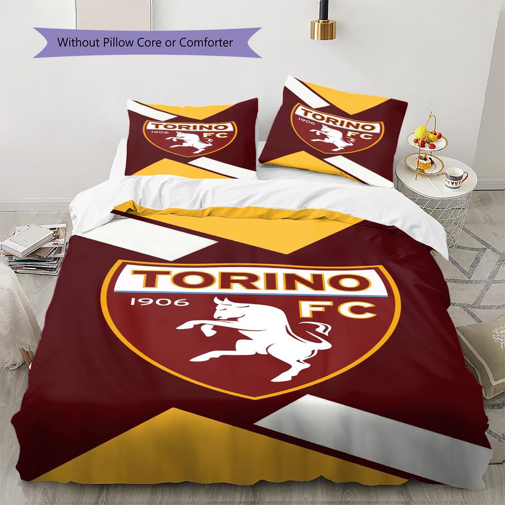 Torino Fc Pattern Bedding Set Quilt Cover Pillowcase Home Decor Gift (1 * Duvet Cover + 2 * Pillowcase, Without Core)