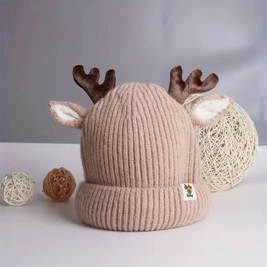 Reindeer Antler Baby Hat Soft Warm Knitted Winter Hat Perfect Fit Elastic Design Festive Christmas Toddler Cap