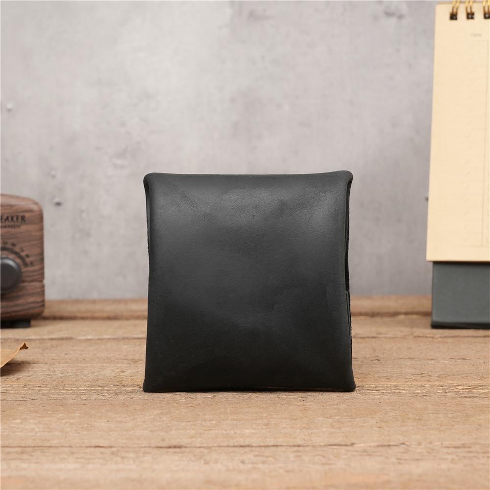 Unisex Geldbörse mit Druckknopf aus echtem Leder - Crazy Horse Braun Kaffeefarben