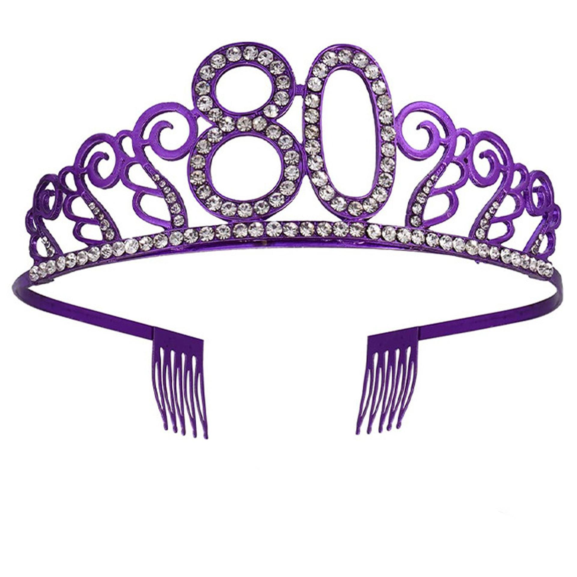 

Birthday Crown Shoulder Strap Set Purple Alloy Rhinestone Headband Shoulder Strap Set
