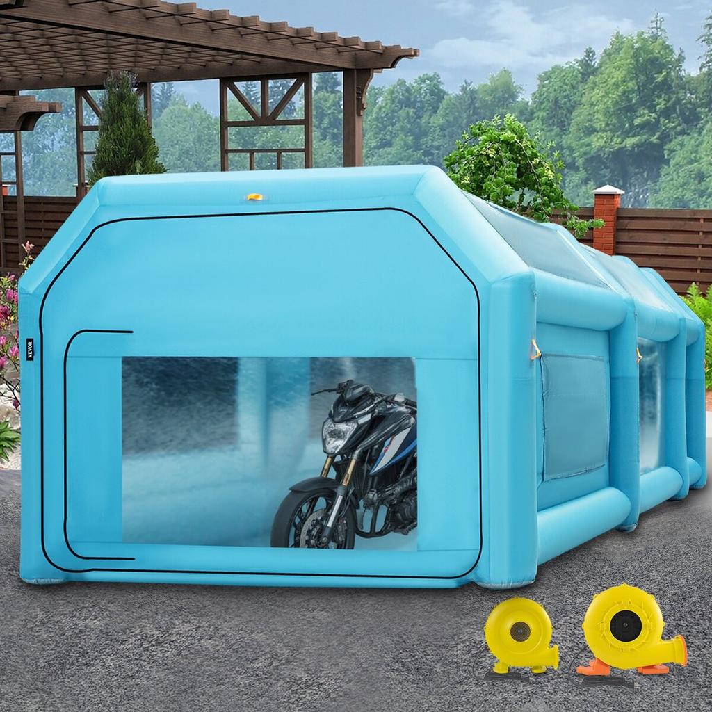 Portable Inflatable Paint Booth, 20x10x8.2ft Inflatable Spray Booth, Car Paint Tent w/ Air Filter System & 2 Blowers, Upgraded Blow Up Spray Booth