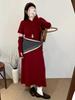 Plus Size Women's Winter 2025 Half-High Collar Knit Dress with Sleeves