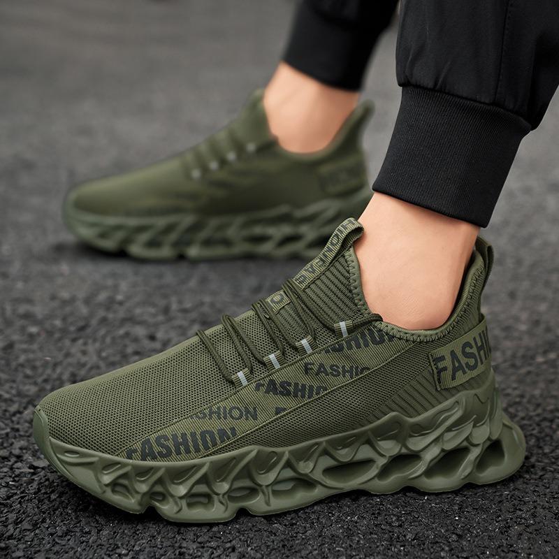 Men's shoes autumn breathable fly-woven casual men's trend blade fish scale sports running shoes