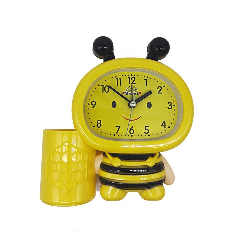 Cartoon Alarm Clock for Children Learning with Pen Holder Desktop Clock