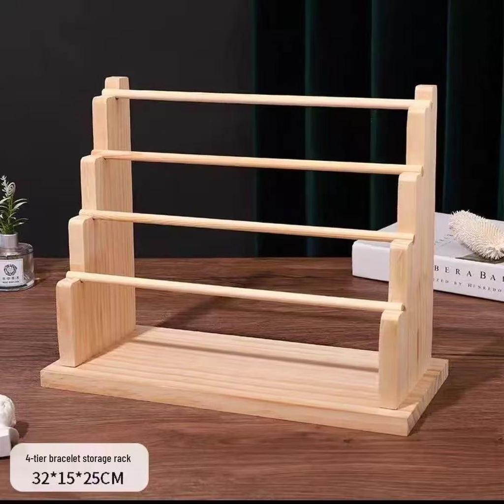 Solid Wood Bracelet Display Stand for Buddhist Beads, Jewelry, Hair Ties, and Headbands