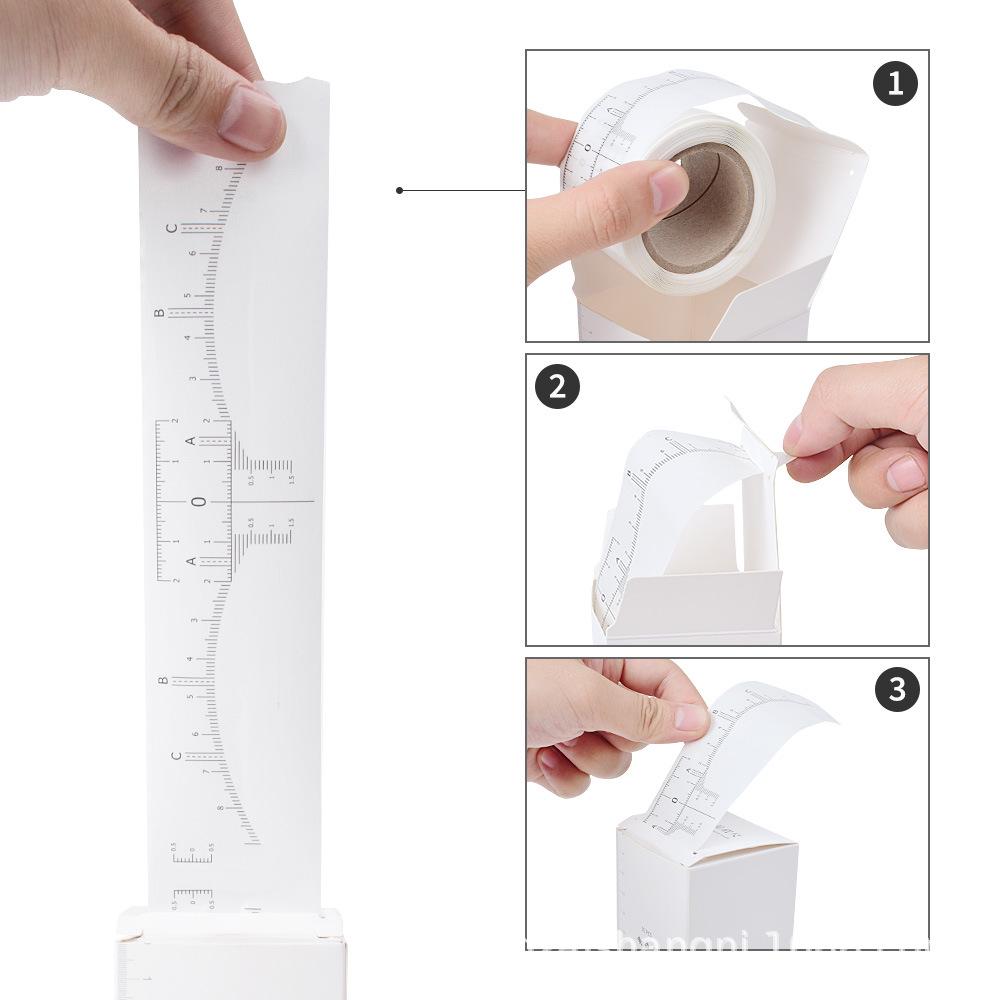 Transparent Adhesive Eyebrow Shaping Ruler - Disposable Design Tool for Permanent Makeup.
