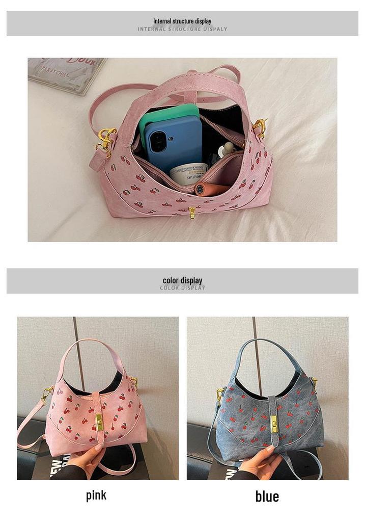 Women's Large-Capacity Color-Block Tote Bag with Cute Print