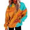 Womens Oversized Hooded Sweatshirt With 3D Print Graphic Loose Fit Long Sleeve Casual Top In Vintage Tie-Dye Style