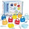 10PCS Kids Alphabet Lock Key Toy Set Car Locks Montessori Educational Number Matching Homeschool Math Toys Baby Word Cognition