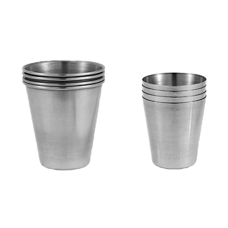 6Pcs/Set Outdoor 30/70Ml Polished Mini Stainless Steel Portable Drinking Wine Cup With Leather Cover Bag For Travel Camping