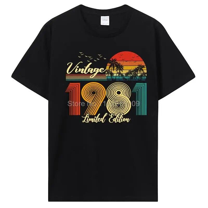 Vintage Tillverkad 1981 Alla Originaldelar Födelsedags-T-shirt Jubileums-T-shirt Oversized Unisex Kläder T-shirts För Unisex Streetwear