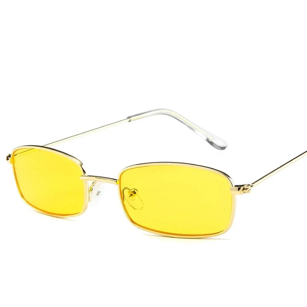 For Female XaYbZc Unisex Small Retro Sun Eyewear Rectangle Sunglasses Male Alloy Metal Frame Eyewear Outdoor Clear Lens Sun Eyewear