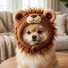 Funny Dog Plush Lion Hat Skin Friendly Cat Costume Headwear Cat Lion Shape Hood  Birthday Gift