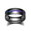 8MM Schwarzer Titanring für Männer Jungen Einfache Edelstahlringe Trendige Regenbogen-Nutringe Schmuckzubehör Geschenke
