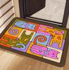 Cute Cartoon Cat Doormat Colorful Animal Print Non Slip Absorbent Entryway Floor Mat for Front Door Living Room Home Decor