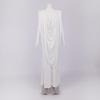 White High-Neck Long-Sleeve Formal Dress with Artistic Chest Decoration