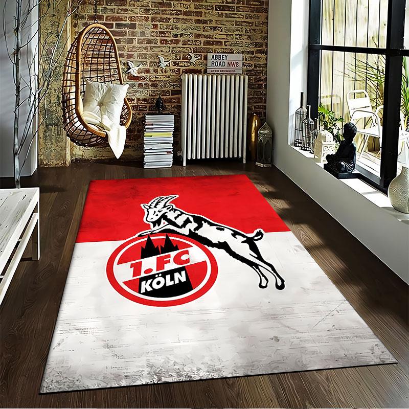 1. Tappeto Rosso Bianco Logo FC Köln adatto come tappetino antiscivolo per il soggiorno o il divano della camera da letto