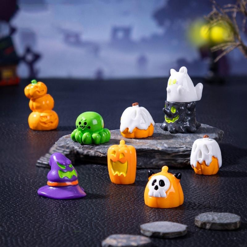 Halloween Miniature Figurine Garden Decors Resin Spiders,Pumpkins Ghosty Statue M68E