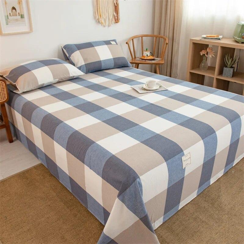 1PC 100% Yarn-dyed High-quality Cotton Washed-cotton Bedspread Set Checked Printed Bedspread Single Double Right Angle Bedspread