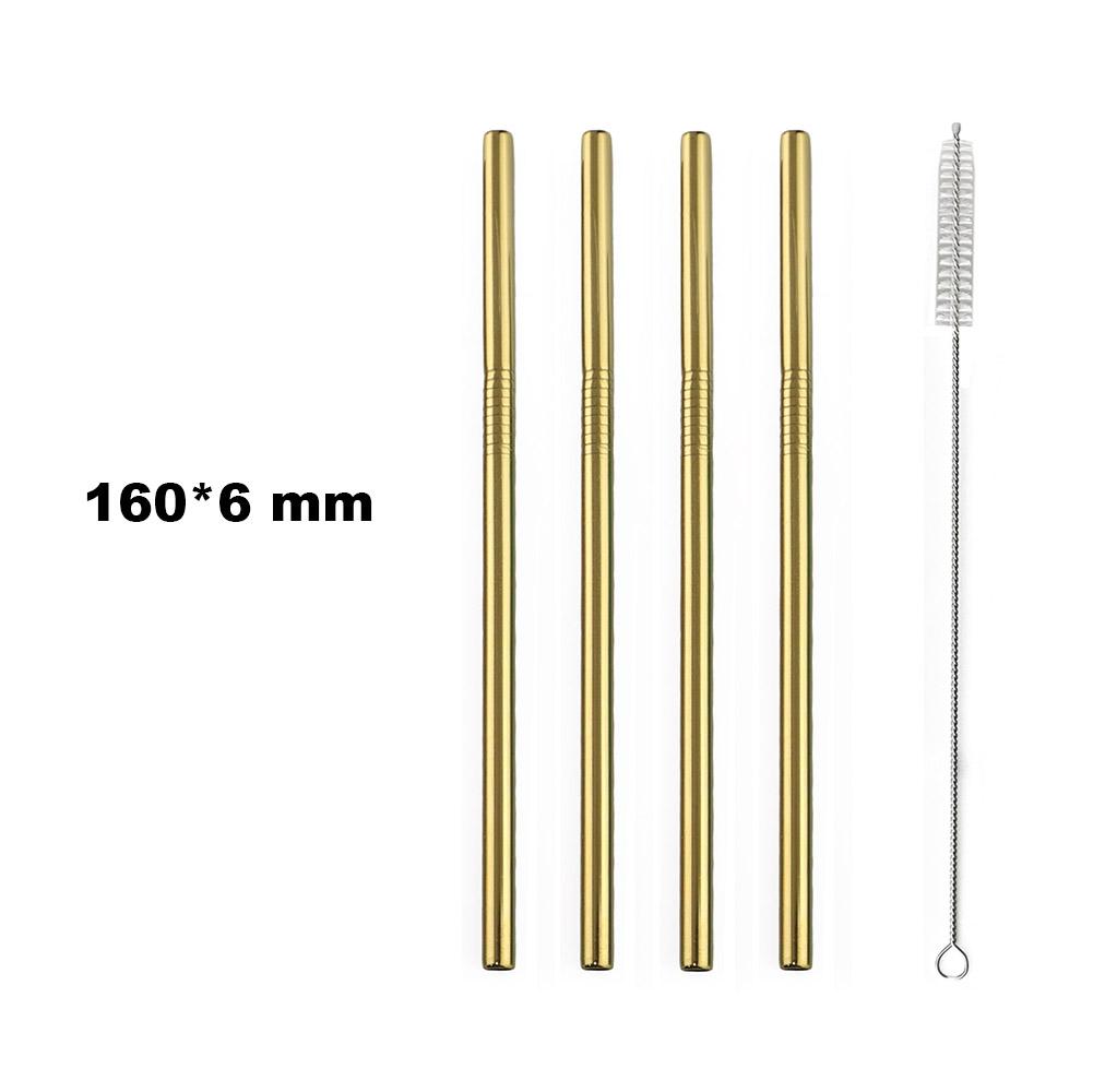 Fruit Juice Straws Mini 160mm Short Rainbow Stainless Steel Metal Straws Straight Bend Reusable Drinking Small 4Straw 1prush